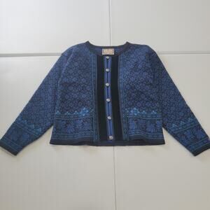 Dale of Norway Sweater Womens Medium Blue Wool Cardigan Fair Isle Nordic Knit